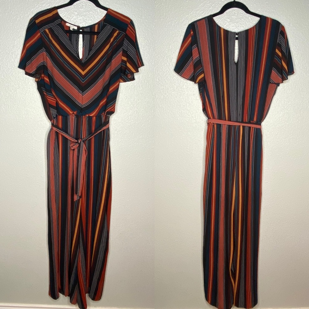 Wide-leg Jumpsuit with Fall colored Stripes